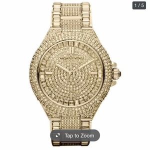 Michael Kors “Camille” crystal gold tone watch